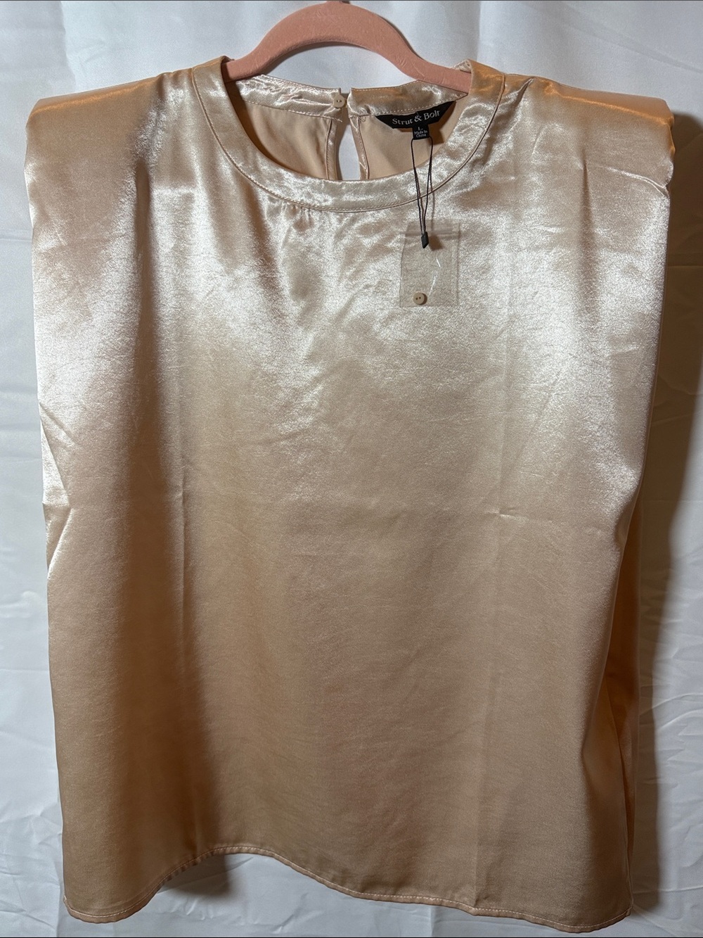Staccato & Belle Women's Satin Shell Top in Champagne